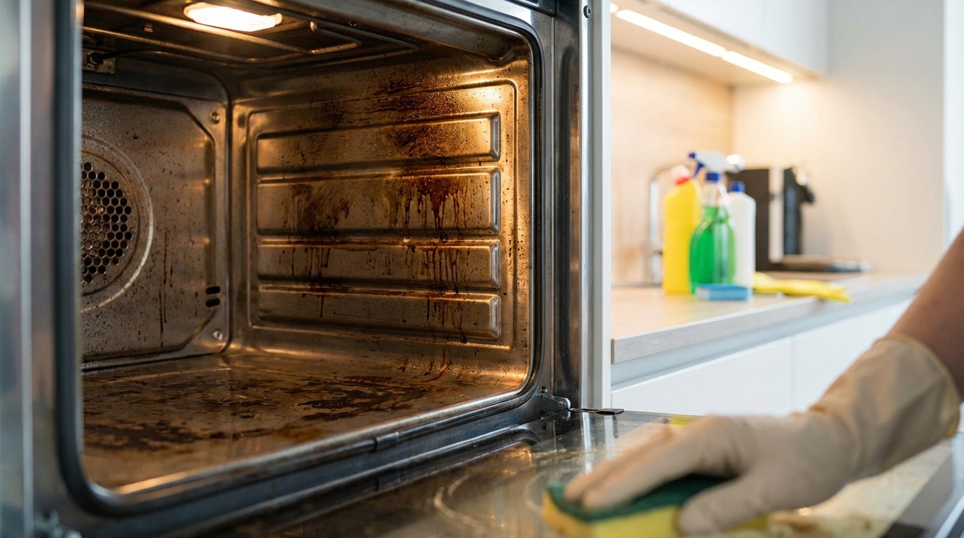 entdecken sie diesen einfachen küchentrick, der ohne spray oder folie funktioniert und verhindert, dass ofenfett an den wänden haftet. saubere küche garantiert!